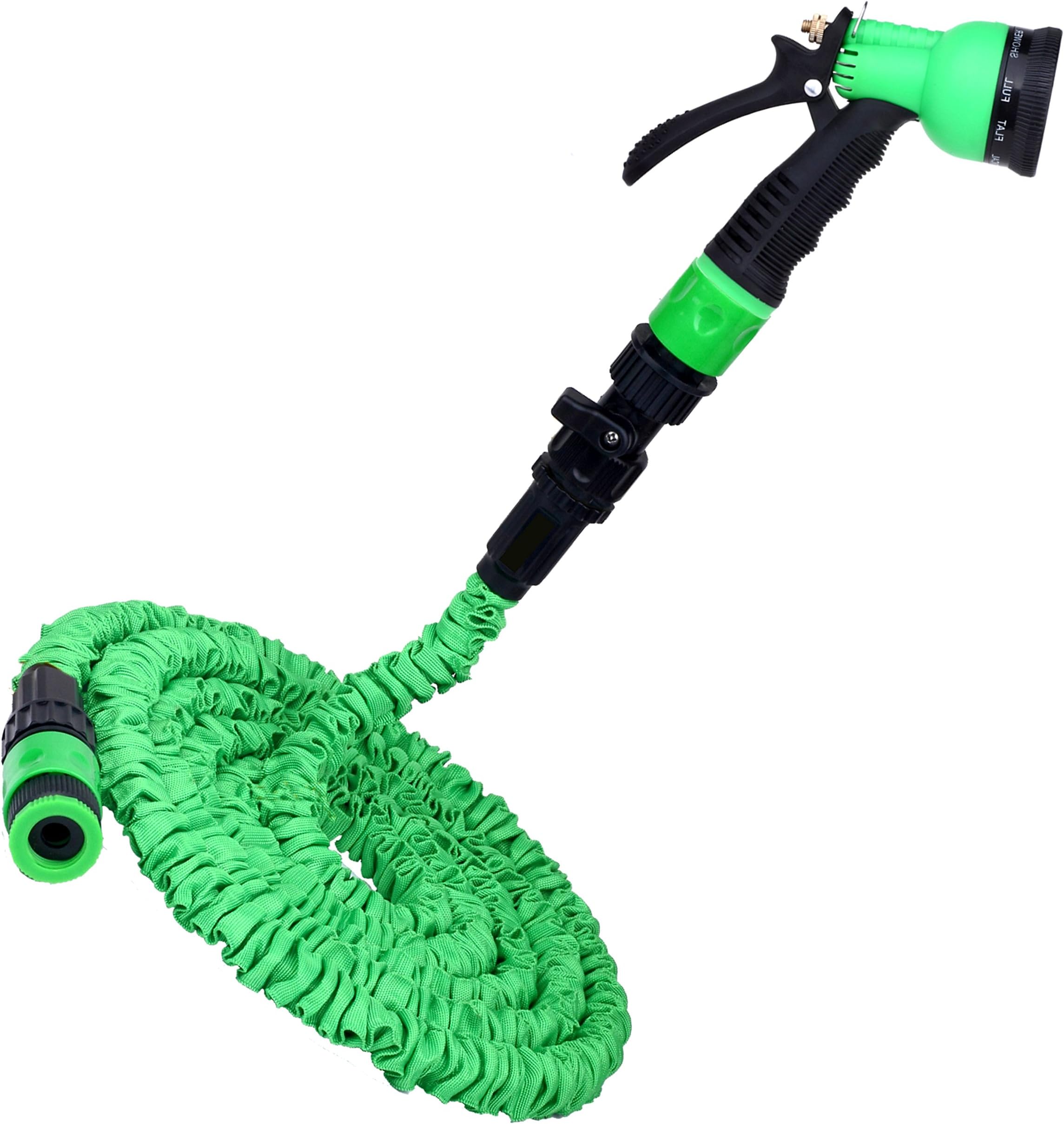 Deluxe Expandable No Kink Garden Hose Pipe, Pampered Gardens Best Magic Stretch WonderHose, Expands to Approximately 50 feet. Fits Common Style Fittings. Tap to Pressure Washer Suitable. Professional Spray Gun