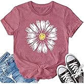 LBP Women's Daisy Shirt Wildflower Shirt Cute Flower Shirt Summer Casual Plant Shirt Floral T-Shirt