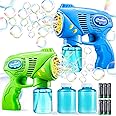 JOYIN 2 Kids Bubble Gun with 2 Bottles Refill Solution, Bubble Machine Gun for Toddlers 1-3 Kids 4-8, Party Favors, Summer To
