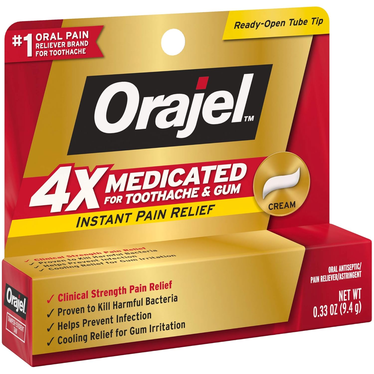 Orajel 4X Medicated For Toothache & Gum Cream .33 OZ : Oral Pain Relief Medications : Beauty