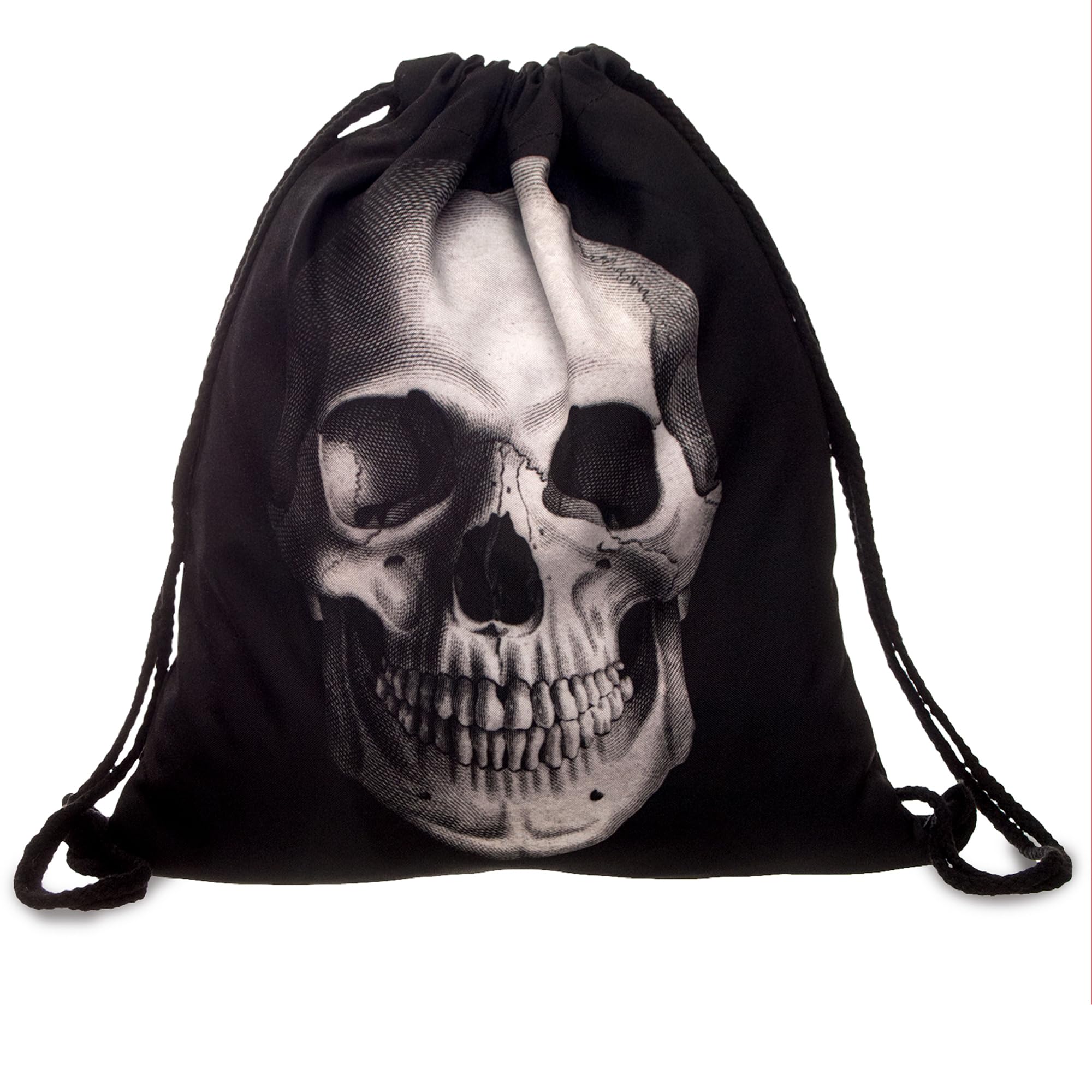 PREMYO Drawstring Gym Bag Backpack Quote Print Skull Rucksack for School Sports Travel Women Children Birthday Present
