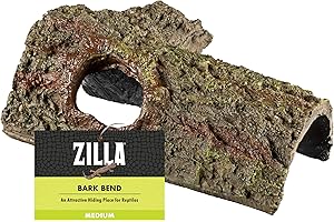 Zilla Pet Reptile Bark Bends Terrarium Decor, Medium,Brown