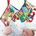 hahaland Baby Books 2PCS - Baby Toys 0-6 Months - Touch & Feel Tummy Time Sensory Soft Books for Babies 0-12 Months, Stroller Travel Toys