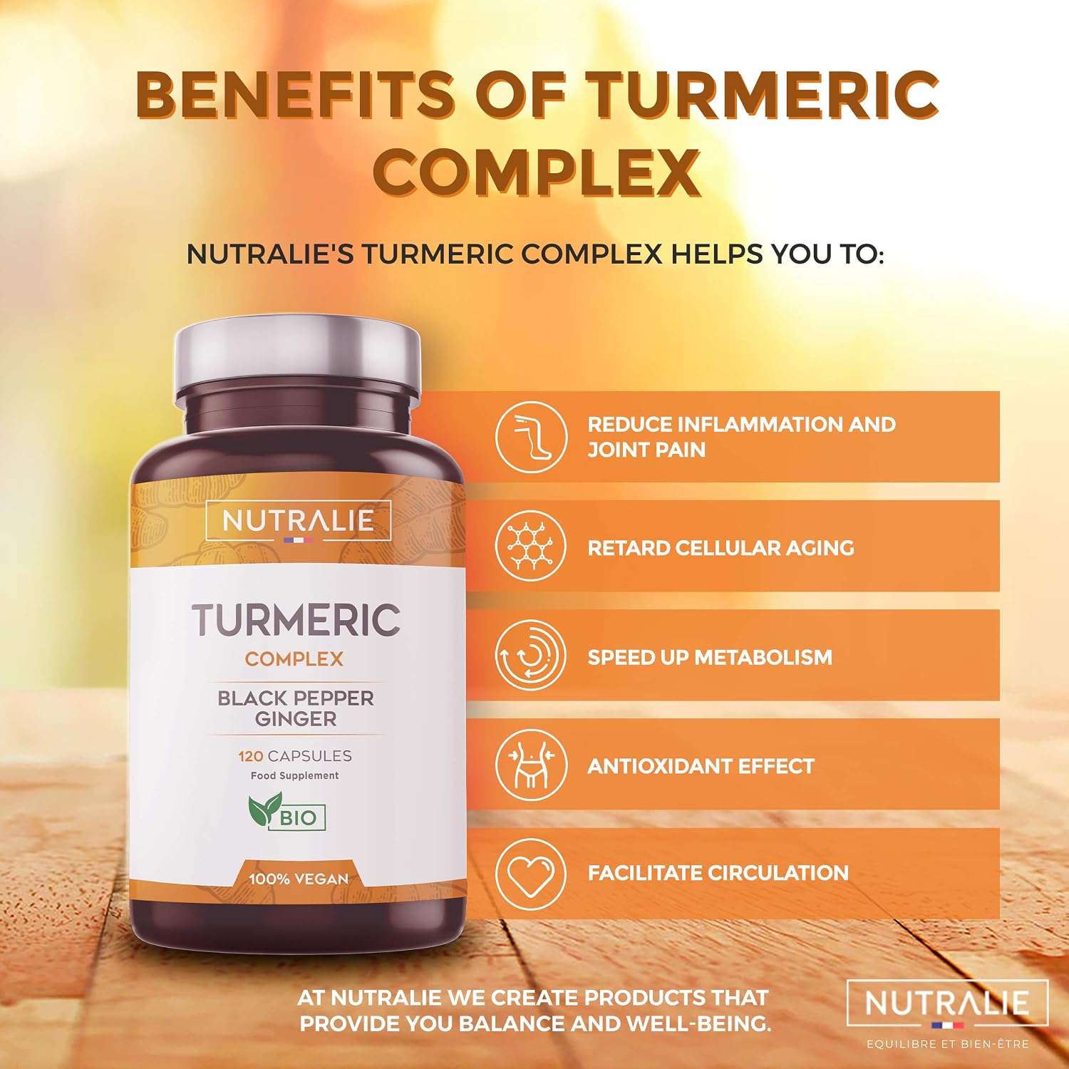 Turmeric & Black Pepper + Ginger Curcumin - 1420mg - Organic Turmeric Curcumin Ginger - 120 Capsules Nutralie - Image 4