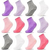 SkiBeaut Toddlers Socks Kids Grip Boy Girl Non Slip Skid Sticky Grippers 12 Pack Kid Slipper Toddler Socks Age 1-7