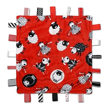 Sleepy Sheep Label Lovey - Black, White and Red High Contrast Infant Toy