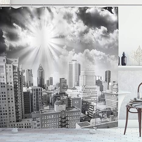 Black And White Shower Curtain By Ambesonne Aerial View Montreal