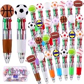 30PCS Mini Sports Multicolor Pens in One for Party Favors Supplies | Soccer Rugby Basketball Pens Set 4-in-1 Cute Bulk Pens Sport Fans Valentines Holiday Gifts Back to School Rewards