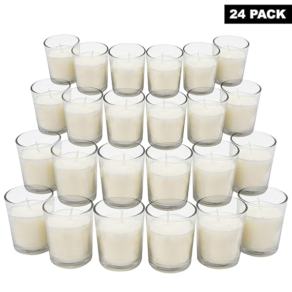 BELLE VOUS Votivkerzen Teelichter Set 24 Stück mit Halter - Teelichter - Votivkerzen - Votivkerzen Halter Glas, Hochzeiten, P