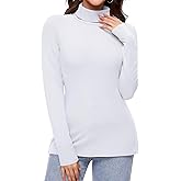 Ganado Long Sleeve Shirts for Women Turtleneck Thermal Shirt Layering Basic Tops Fitted Plain Undershirts