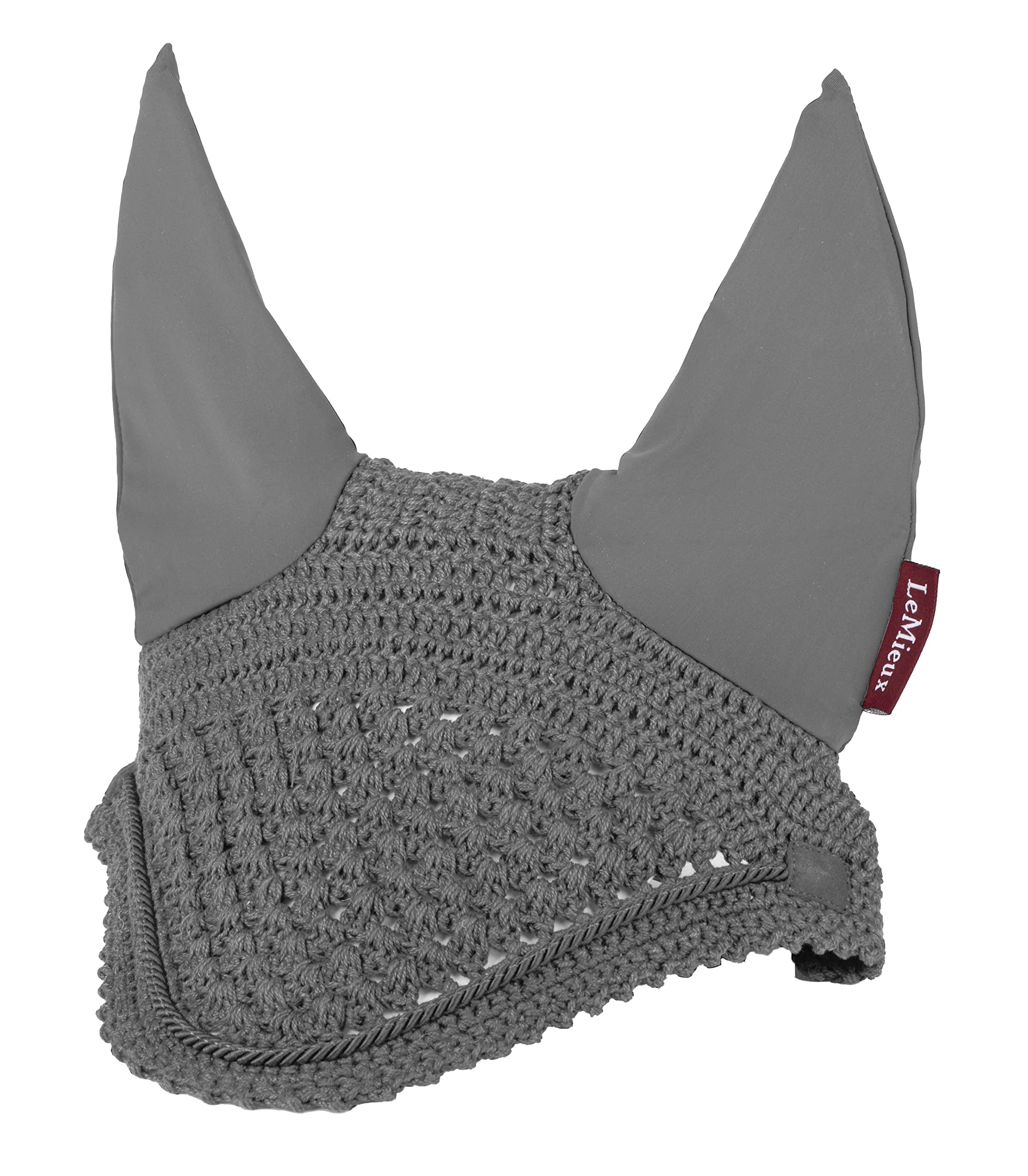 LeMieux Vogue Fly Hood in Grey with Close Knit Crochet - High Density Ear Fabric - Comfortable Fit Sport Horse Wear - X-Large