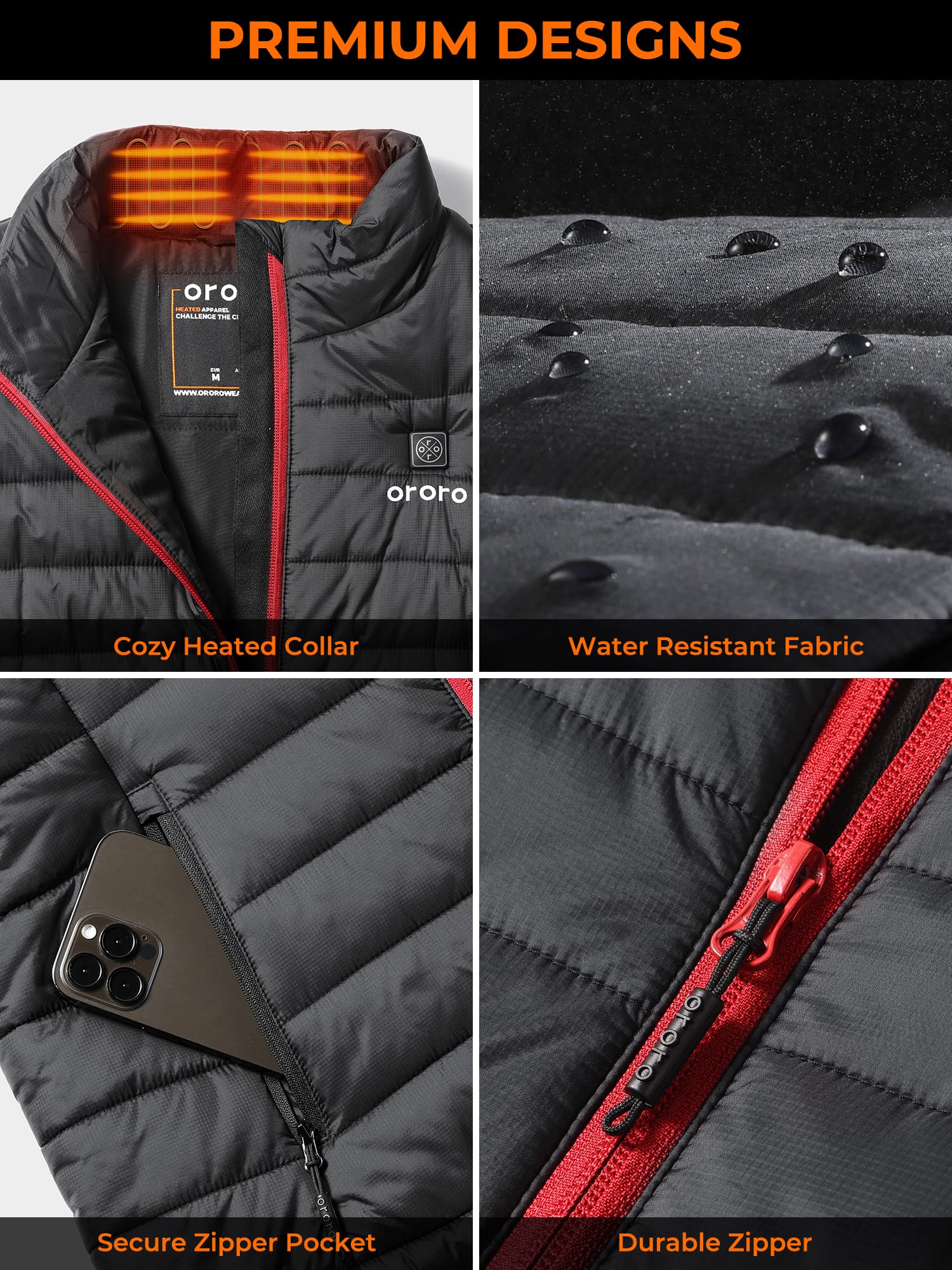 ORORO Women's Lightweight Heated Vest with USB-C Rechargeable Battery, Puffer Classic Heating Vest