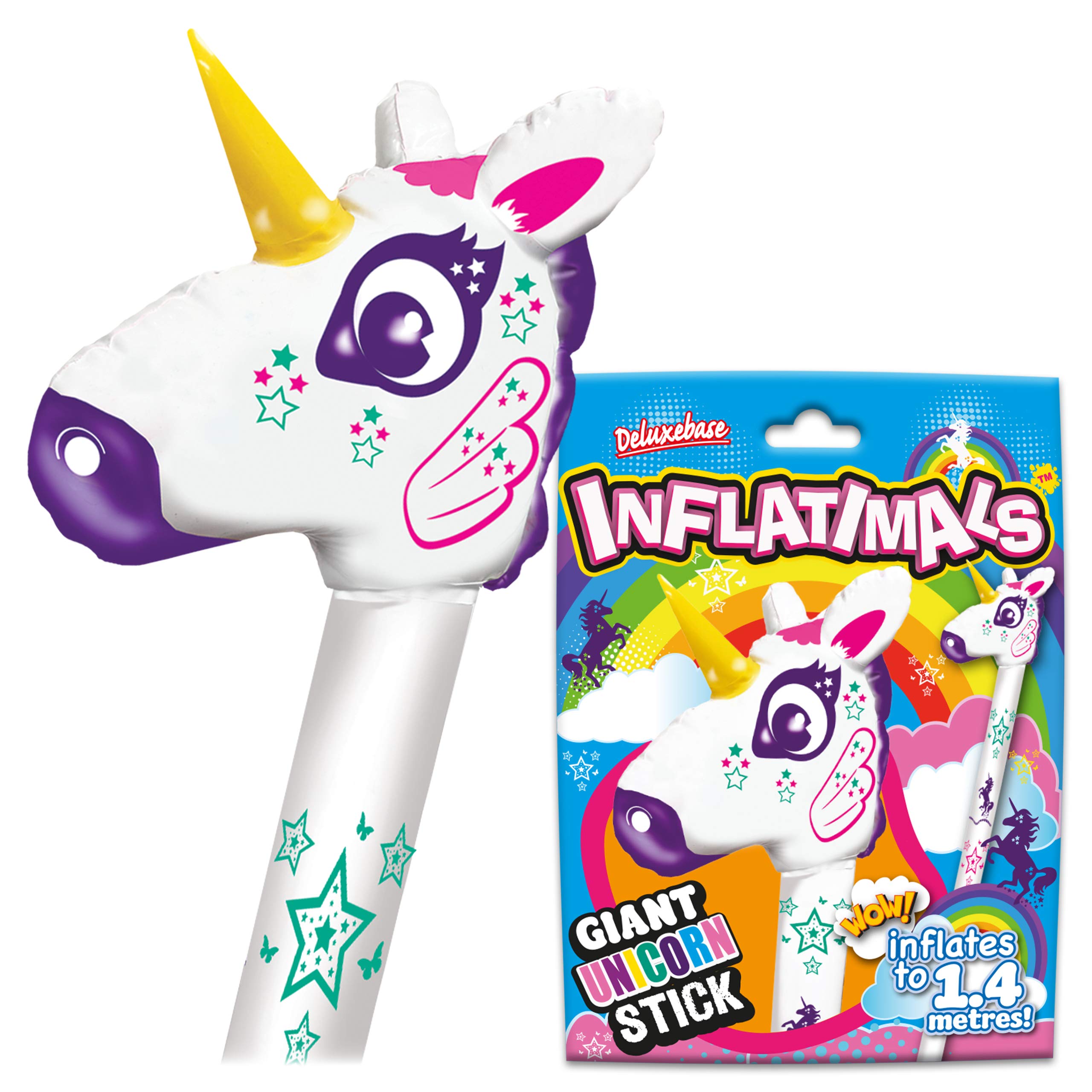 Inflatimals - Unicorn from Deluxebase, Large Inflatable Animal Toy Balloon Stick, Fantasy Birthday Decoration & Festival Balloons, Kids Party Supplies and Accessories, Fun Novelty Gifts.