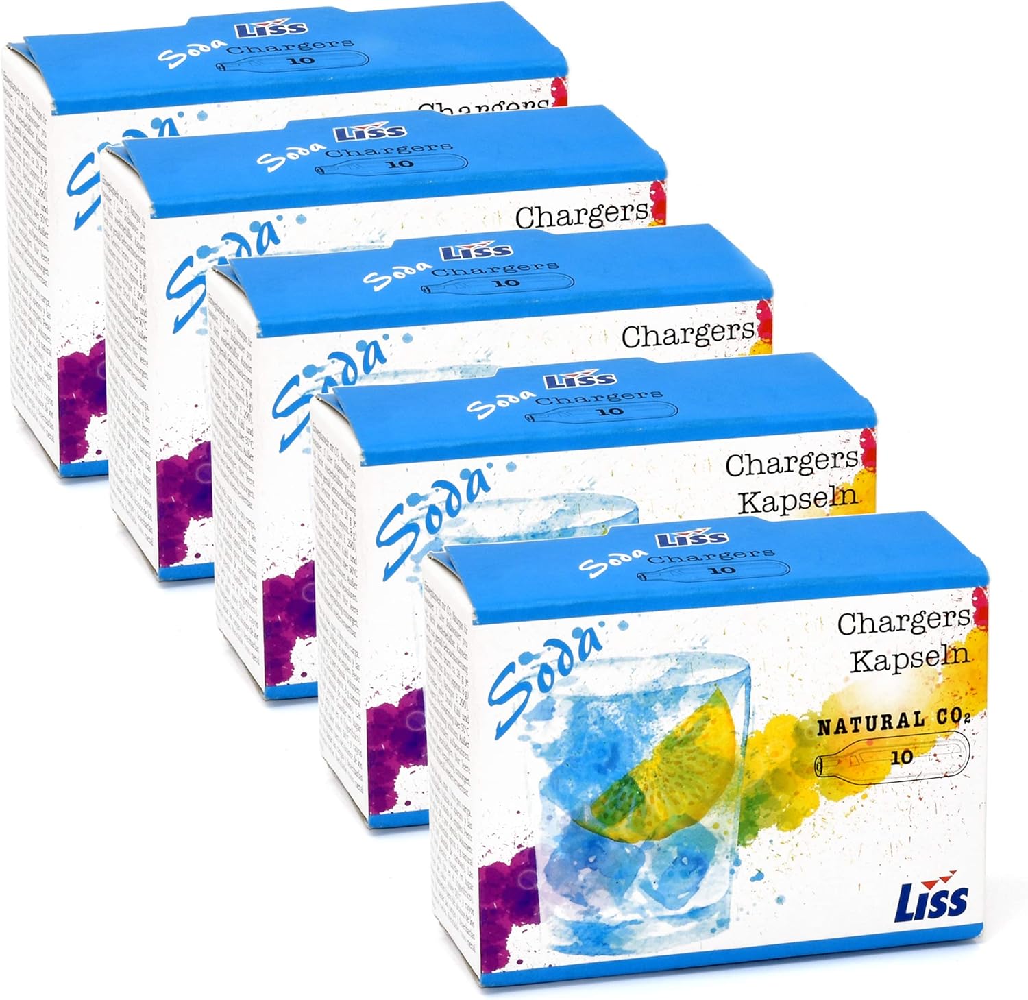 Liss 8 Gram CO2 Cartridges - Soda Seltzer Chargers 50 Count For Use With Isoda Mastrad Soda Sparkle UKEG 64 and CO2 Powered Hobby Cars