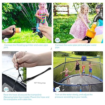 49ft 15m Outdoor Trampoline Water Play Sprinklers Accessories Trampoline Spray Water Park For Backyard Fun Summer Water Play Toys Games For Boys And Girls Hangrui Trampoline Sprinkler For Kids Toys Games Pools