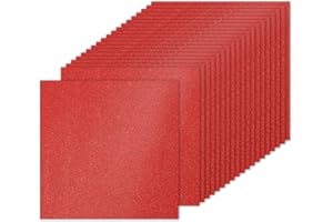 PATIKIL 20 Sheets Bright Red Glitter Cardstock 10 x 10 in, Glitter Card Stock Paper Square Premium Sparkly Paper Craft Cardst