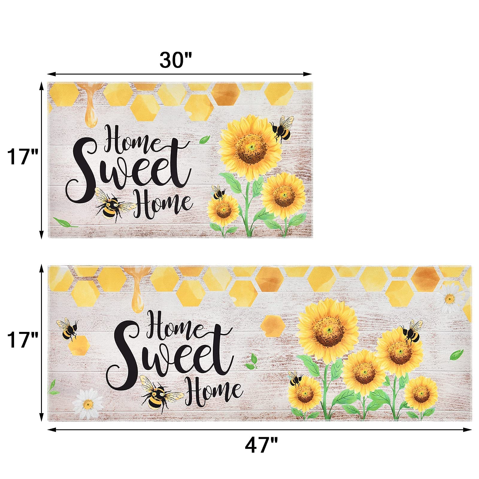 WERNNSAI Sunflower Kitchen Decor Rugs Set- 2 Piece Kitchen Mats Non-Slip Kitchen Backing Area Rugs Sweet Home Doormat Washable Waterproof Standing Mat for Indoor Outdoor Entry Floor (Sunflower A) - Image 6
