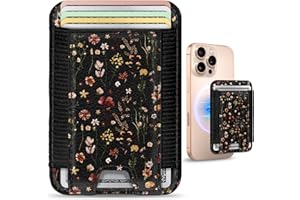 Toycamp Compatible with Magsafe Wallet Magnetic Card Holder - for Women Leather Phone Wallet Fits 7 Cards Slim RFID Card Holder for iPhone 16/15/14/13/12 for Samsung S25 Ultra/S24 Ultra, Grow Flower