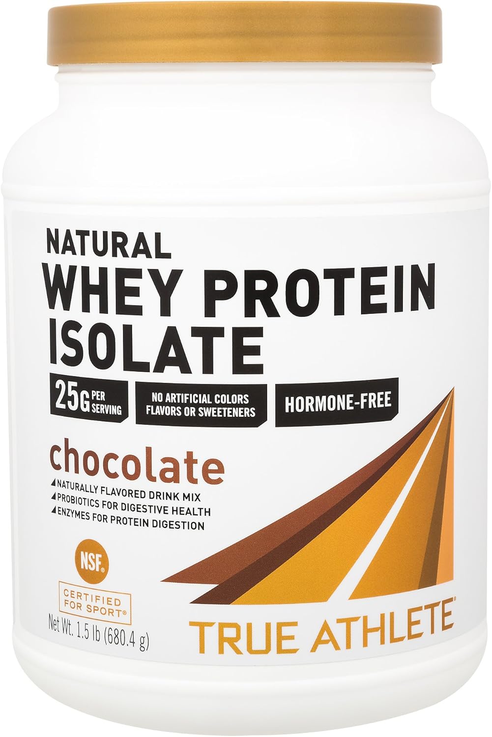 True Athlete Natural Whey Protein Isolate Chocolate, 25g of Protein per Serving Probiotics for Digestive Health, Enzymes for Protein Digestion NSF Certified for Sport (1.5 Pound Powder)