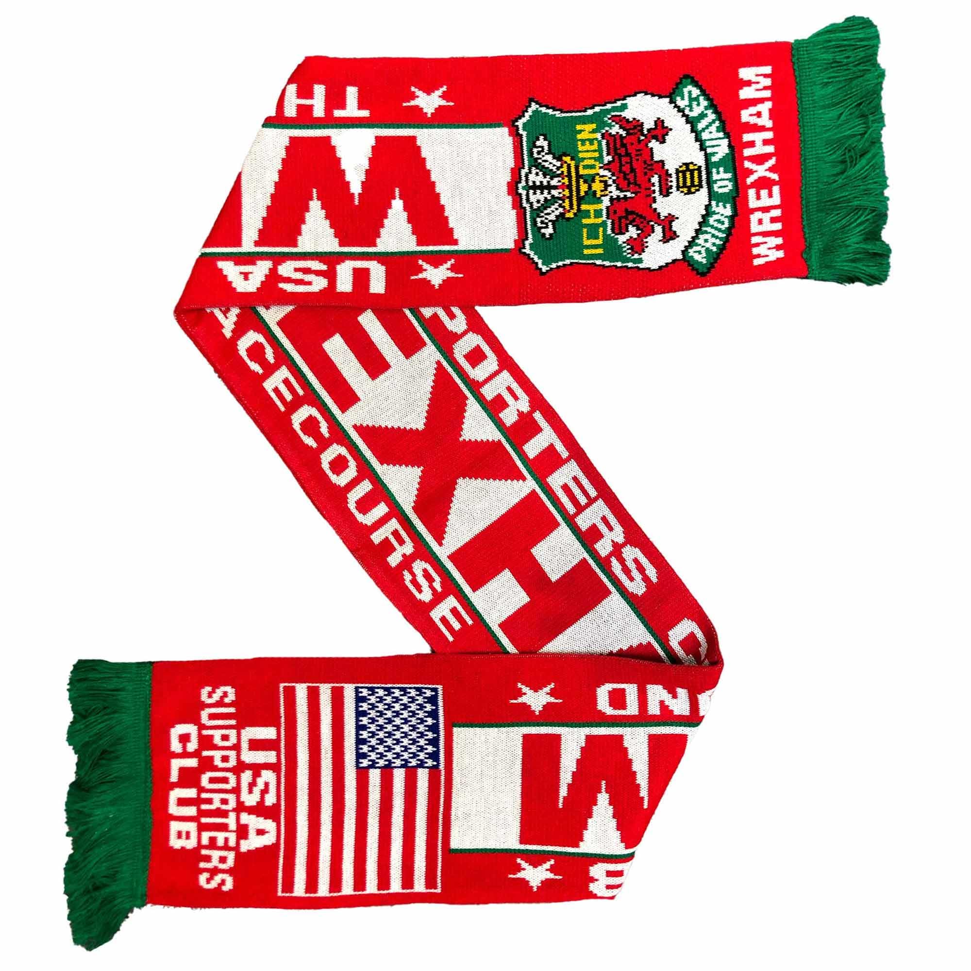 GIFTS 4 ALL Wrexham USA Fan Club Scarf, Red Dragons Souvenir, 145cm Acrylic Scarf