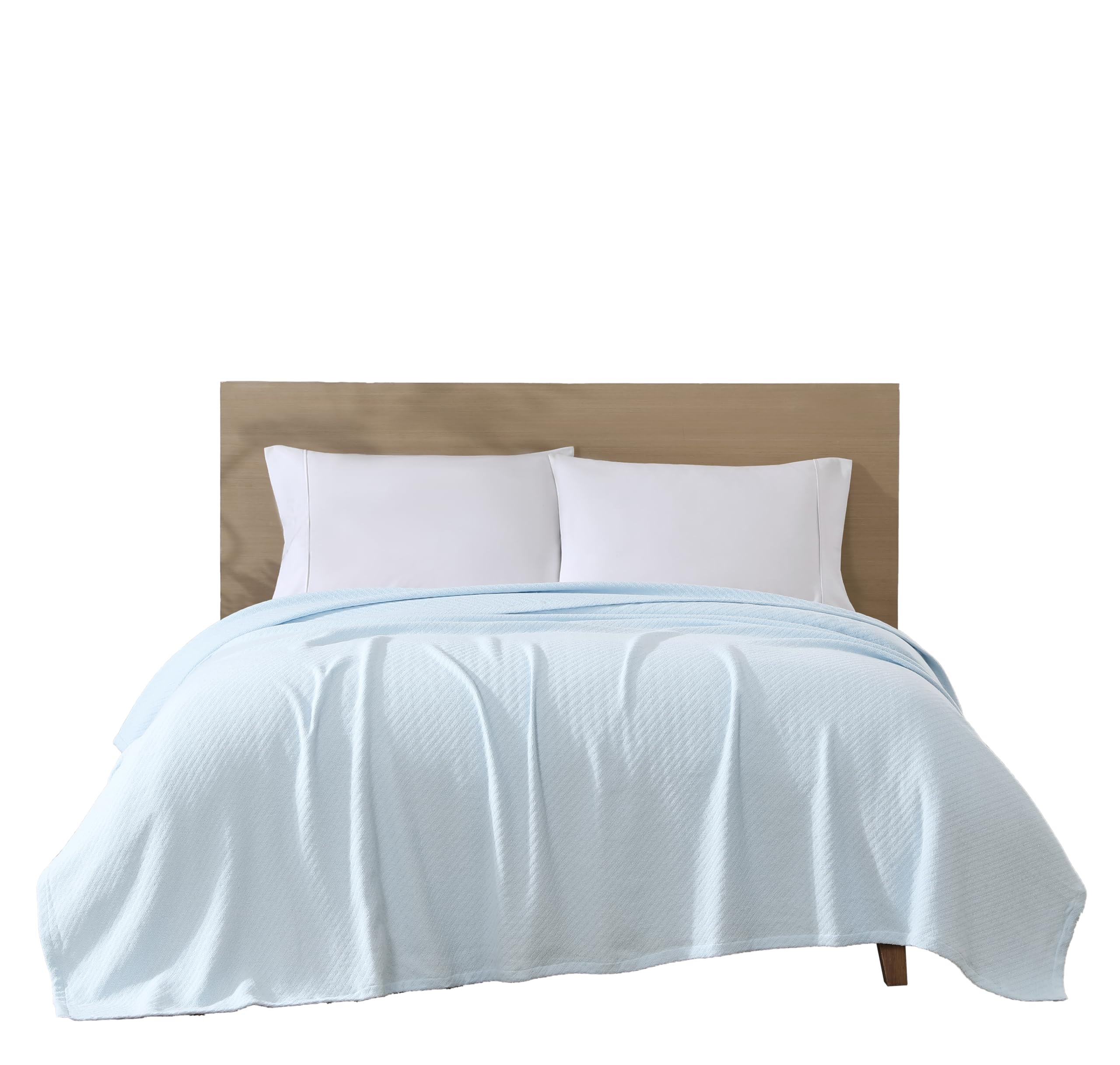 Photo 1 of Beatrice Home Fashions GOTS Certified 100% Organic Cotton Medium Weight Blanket, Soft and Cozy Blanket for Bed, Sofa, Couch, Chair, Twin, Ice Blue