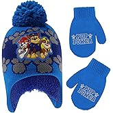 Nickelodeon Boys Winter Hat Set, Paw Patrol's Marshall, Chase and Rubble Toddler Beanie and Mittens for Kids Age 2-4