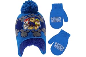 Nickelodeon Boys Winter Hat Set, Paw Patrol's Marshall, Chase and Rubble Toddler Beanie and Mittens for Kids Age 2-4