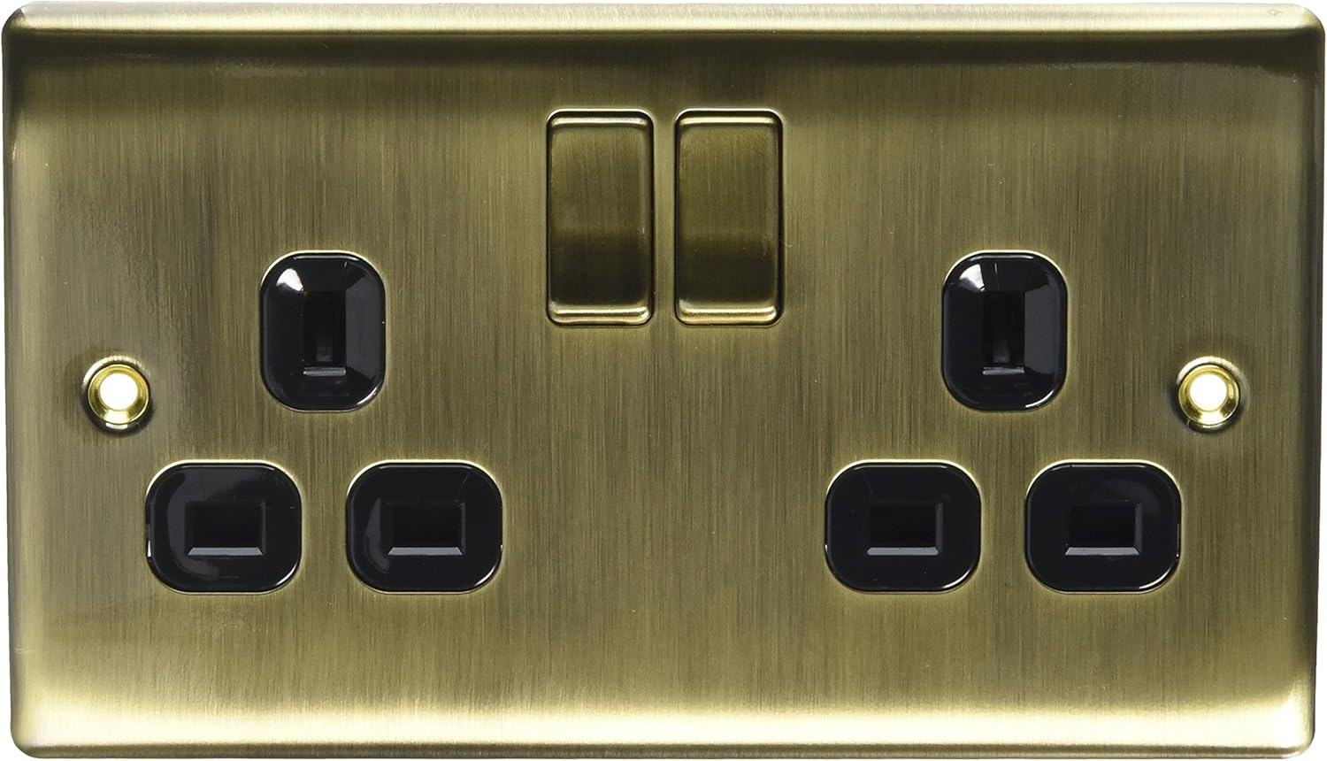 BG Electrical nab22b Metal Antique Brass Double Plug Socket Switch