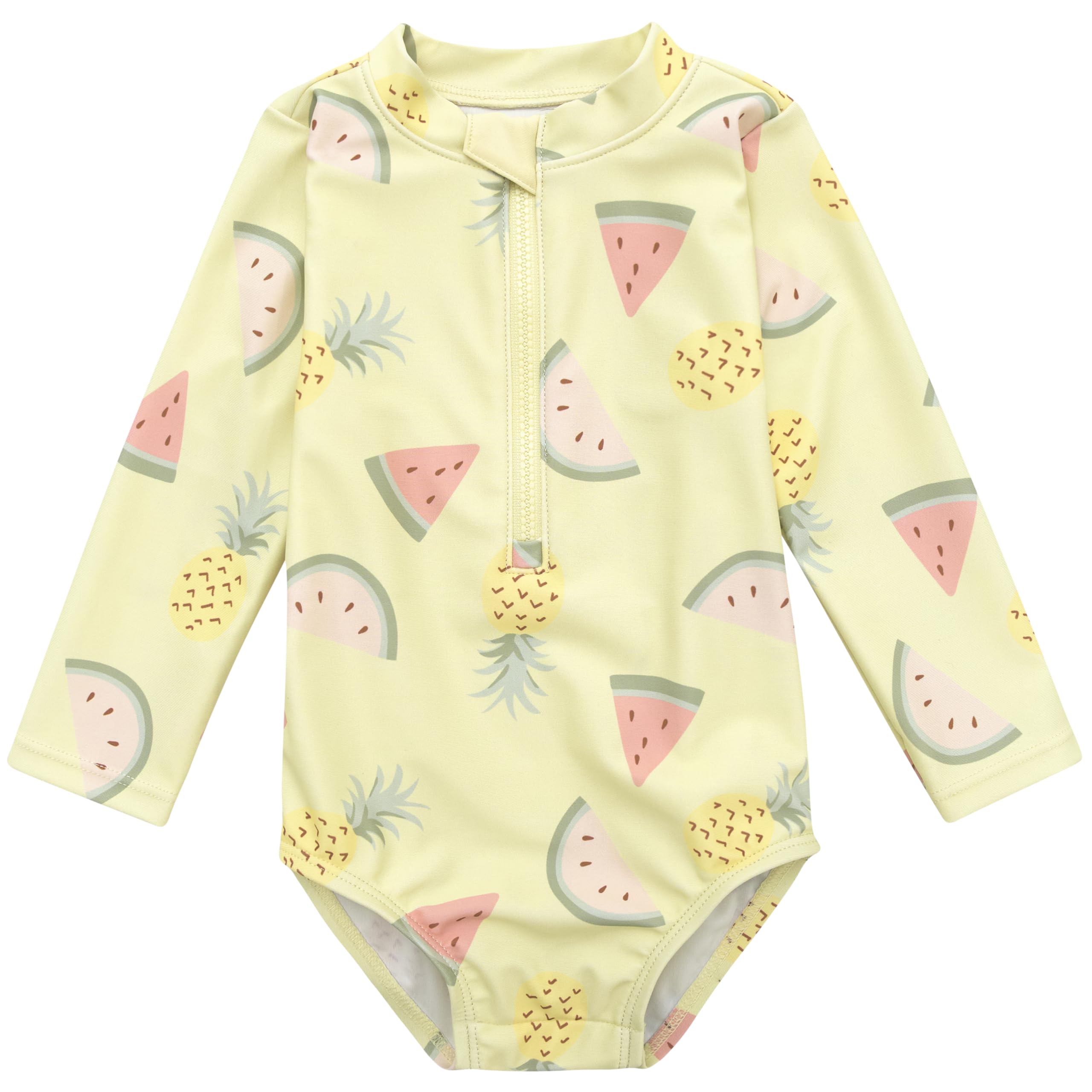 Photo 1 of Gerber Girls' Standard Toddler Long Sleeve One Piece Rashguard Swimsuit, Yellow Fruit