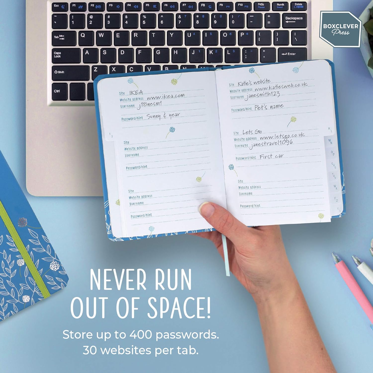 Boxclever Press Password Book with Alphabetical tabs. Never Forget a Password Again! Password Keeper for Internet login, Web Address & usernames. Password Journal for Home or Office - 6'' x 4.5'' : Office Products