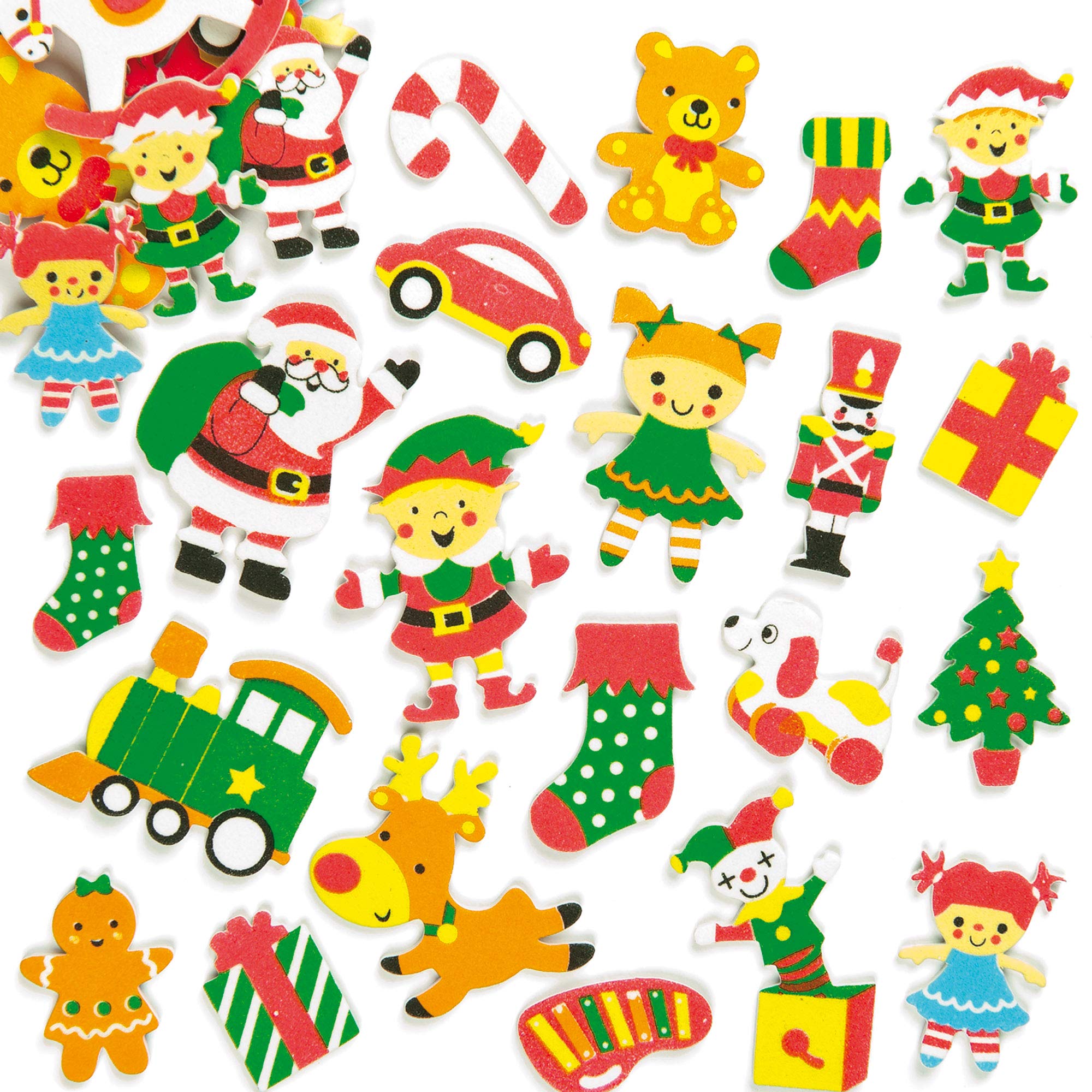 Baker Ross Santa's Workshop Foam Stickers (Pack of 100) Self Adhesive Puffy Scrapbook Stickers