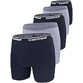 Comfneat Men's 5-Pack Big & Tall 3XL-7XL Boxer Briefs Cotton Spandex Underwear Underpants with Fly