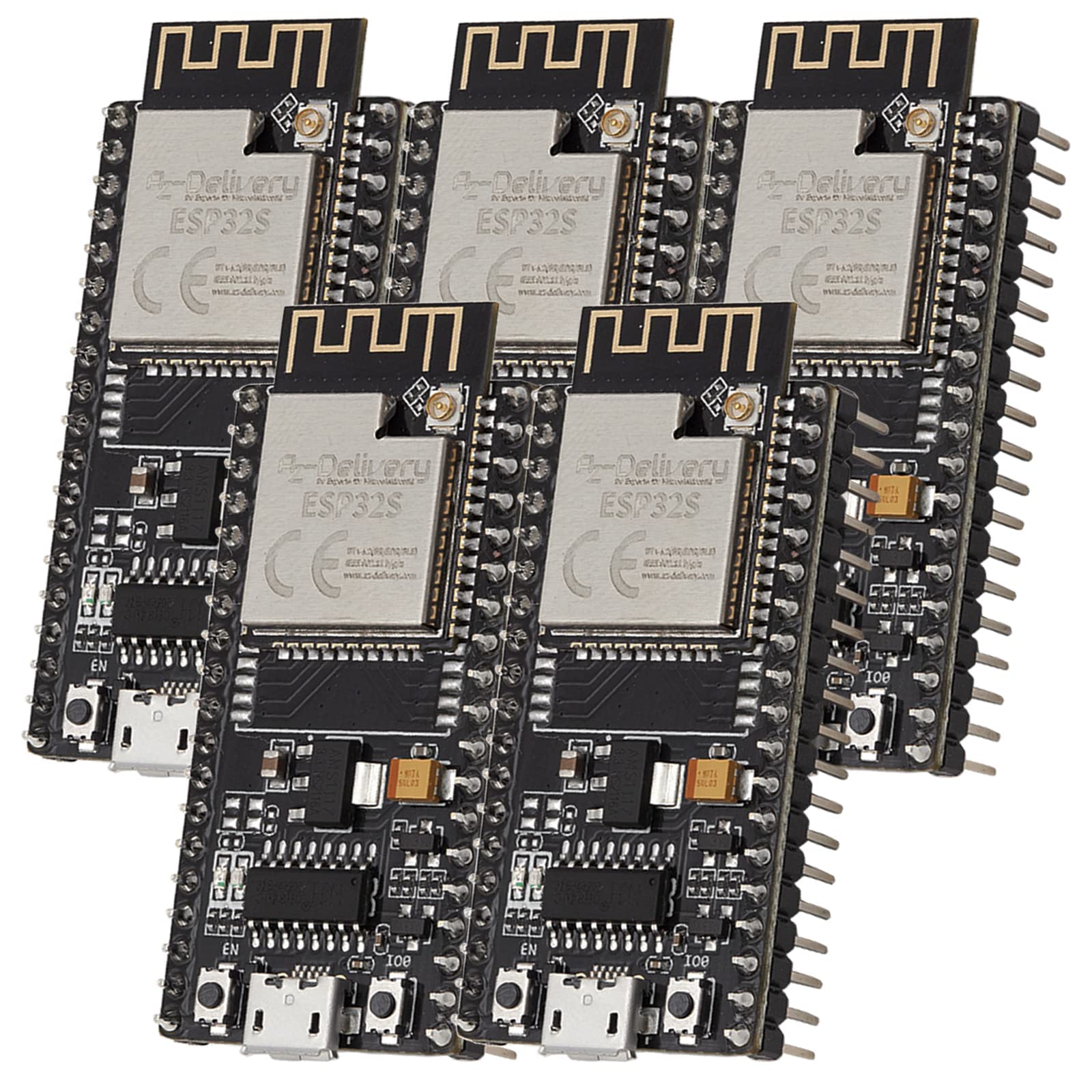 AZDelivery 5 x NodeMCU ESP32 S Kit Wifi Bluetooth Audio with BLE MCU Module Development Board 2.4 GHz WLAN Dual Core CPU Microcontroller Included E-Book