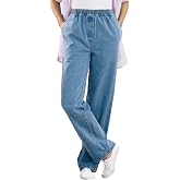 Woman Within 7-Day Straight-Leg Elastic-Waist Cotton Denim Pant | Women's Plus Size Petite &amp; Tall Available, Relaxed Fit