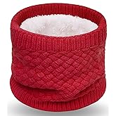 XFUEL Kids Neck Warmer, Knitted Winter Neck Gaiter for Boys Girls Fleece Lined Infinity Scarf for Cold Weather
