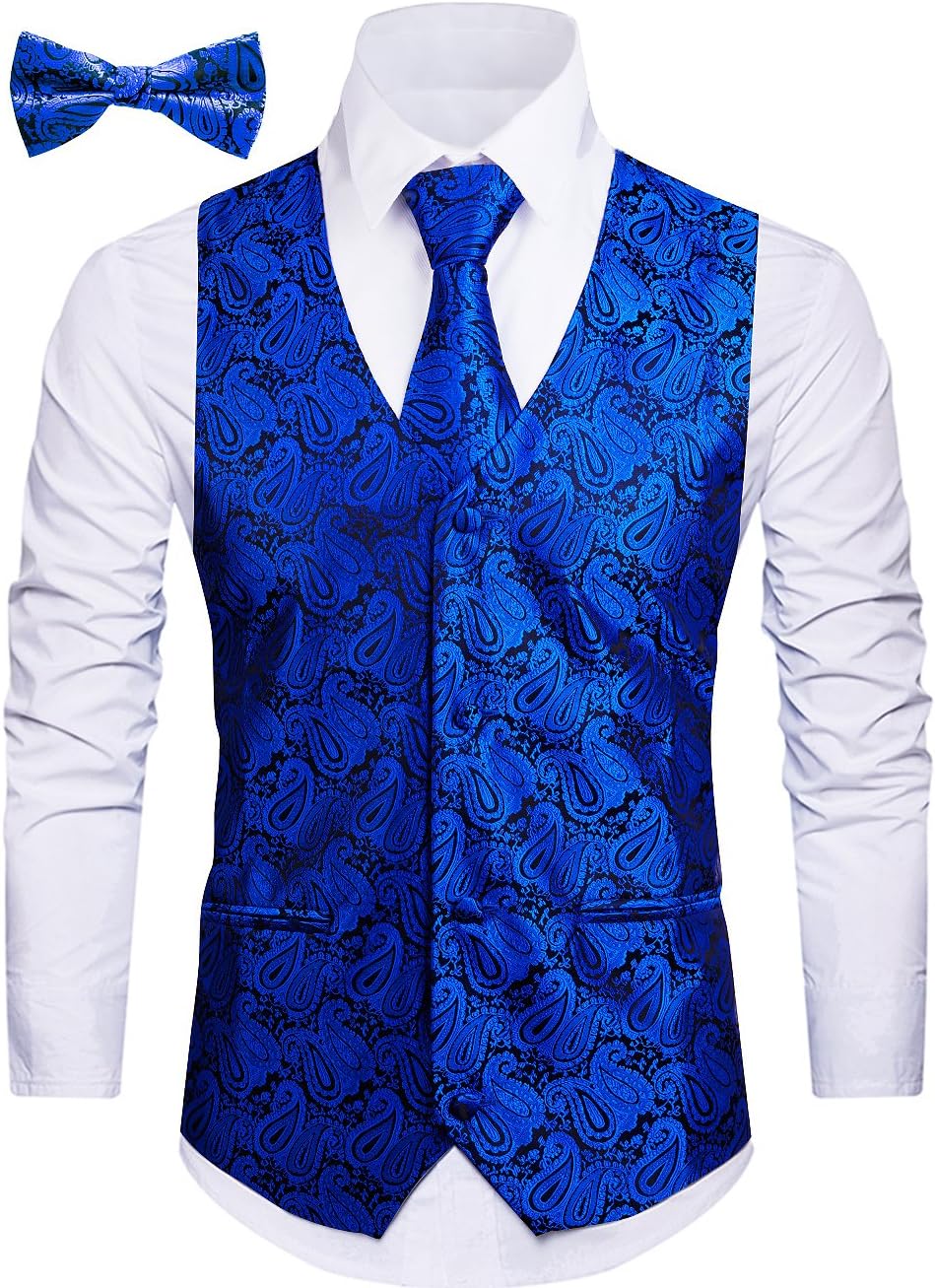 WANNEW Mens Vest Suit Vests Tuxedo Vest Vest for Men(S, Blue 3#)
