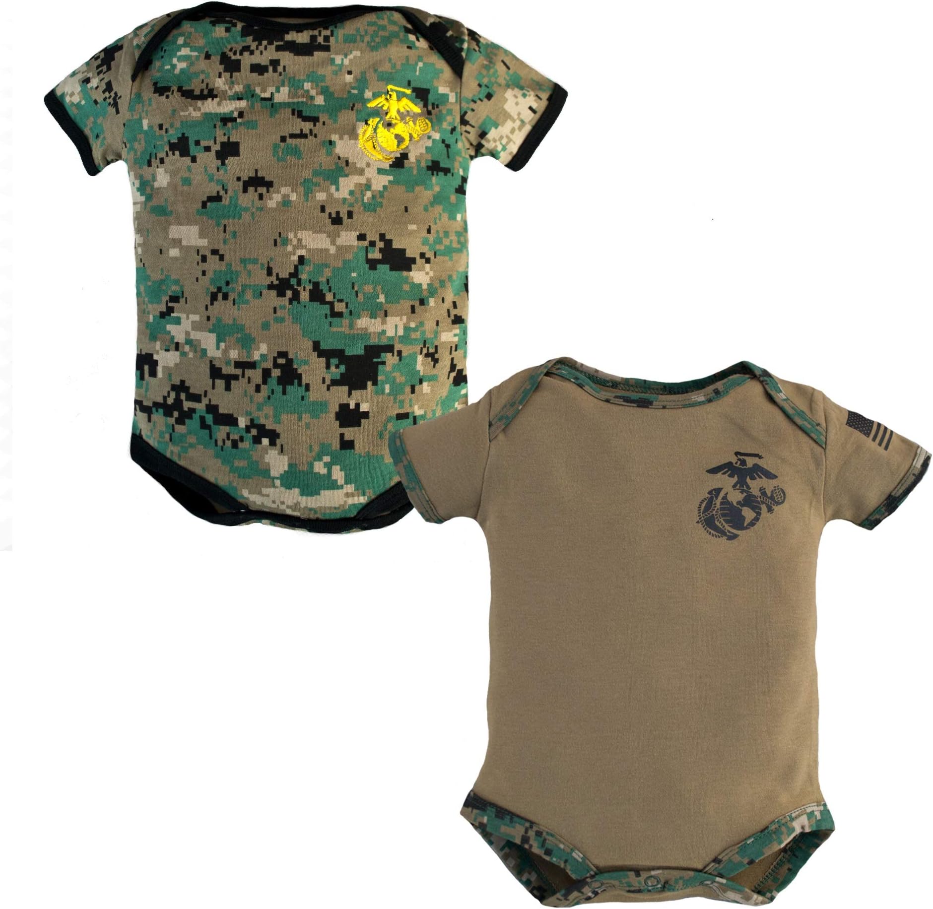 Baby Bodysuits 2 Pk. USMC Woodland Camo and Coyote Brown