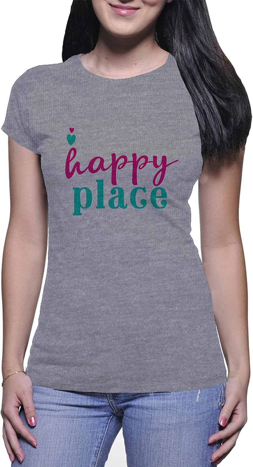 This is My Happy Place Women White TShirt Amazon.co.uk Clothing