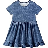 EASWEET Toddler Girls Short Sleeve Summer Dress Buttery Soft Bamboo Viscose Twirl Dress