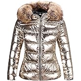 Bellivera Womens Lightweight Puffer Jacket, Winter Coats for Women Warm Quilted Bubble Padded Hood Coat with Faux Fur Collar