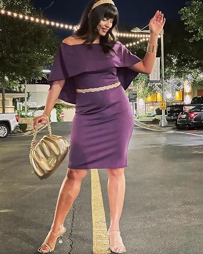 off shoulder batwing cape midi dress GRACE KARIN Women Off Shoulder Batwing Cape Midi Dress M Royal Blue at  Amazon Women's Clothing store