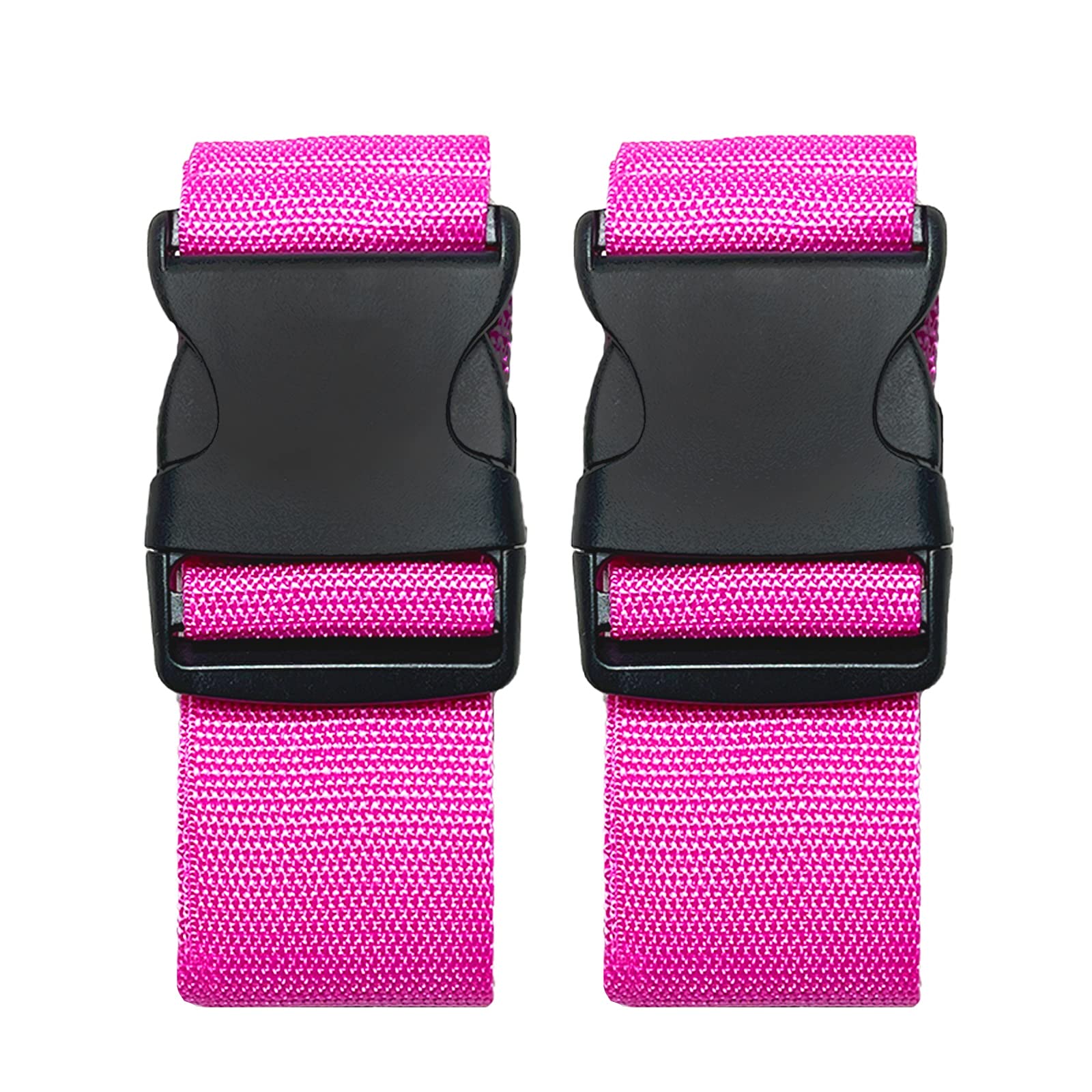 2 Pack Suitcase Belts, Adjustable Luggage Straps, Bright Colors Travel Packing Straps with Quick Release Buckle (Pink)