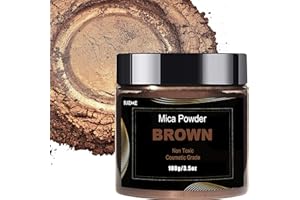 BIJIZME Brown Mica Powder Pigment (100g) -Cosmetic Grade Metallic Mica Powder for Epoxy Resin, Lip Gloss, Soap,Candle Making, Bath Bombs,Tumblers, Jewelry, Dyes, and DIY Crafting Projects(Brown, 3.5oz)