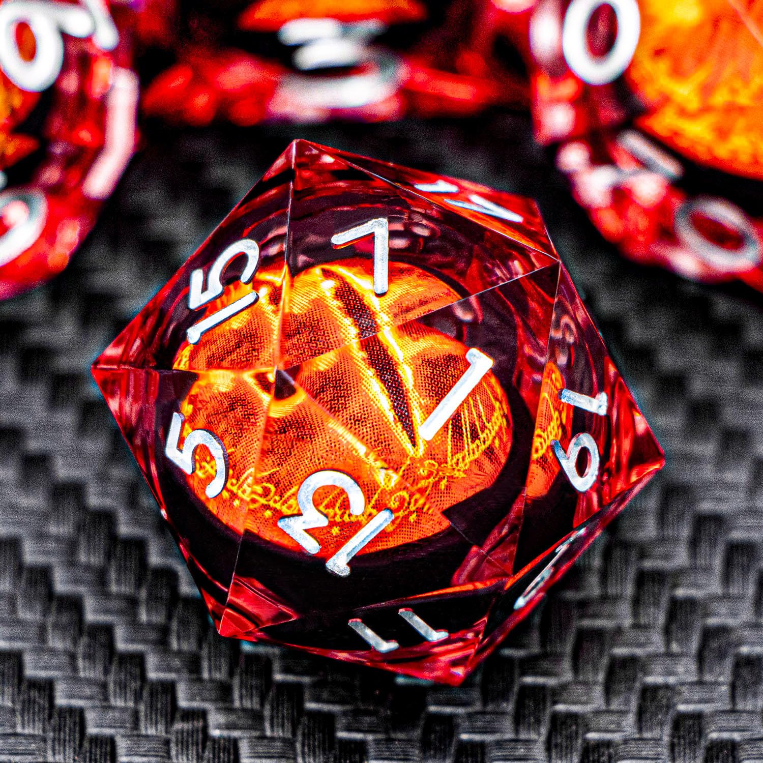 ARUOHHA Gazes Eye Dice DND Resin Dice Liquid Core Flaming RPG Sharp Edged Dice Set with Gift Box, Red Polyhedral D and D Dice Set Compatible with Dungeons Dragons Role Playing Game D20 D12 D10 D8 D6