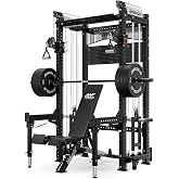 Mikolo Anubis-2.0 Smith Machine with Weight Stack, 3&ldquo;&times;3&rdquo; All-in-One Power Cage with LAT Pulldown &amp; Cable Crossover, 3200LBS Multi-Function Trainer with Aluminum Pulley System for Fitness Home Gym