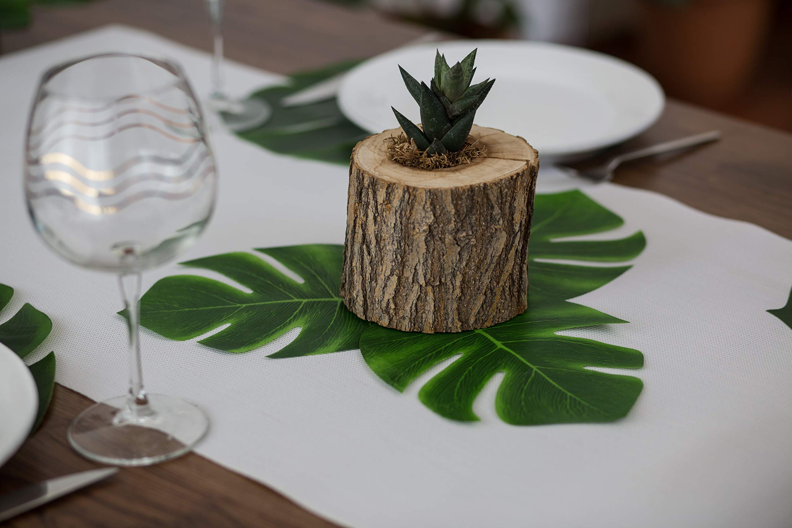 Tropical Monstera Palm Leaves For Decoration Monstera Leaf Artificial Fake Green Banana Leaves And Monstera Leaves Tropical Hawaiian Luau Party Decorations Home Decor Table Decor 28 Pcs Buy Online
