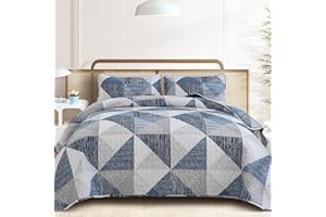 Dintszyayue Parure de lit 3 pièces en patchwork pour très grand lit, en microfibre douce et légère pour toutes les saisons, a