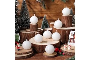 Zhengmy 8 Pcs Mini Christmas Ball Round Candle, Small 2 Inch Ball Pillar Candle Wax Round Xmas Gift for Christmas Holiday Dinner Table Centerpieces Decor(White)