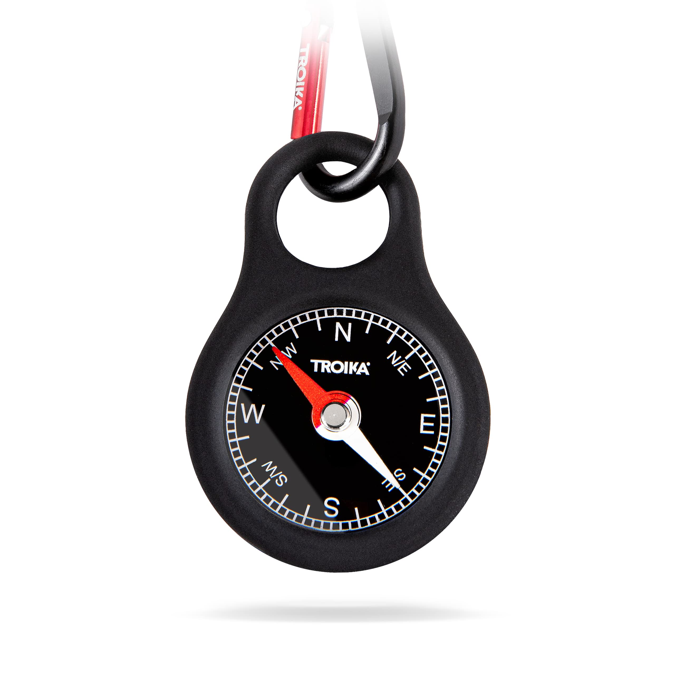 Troika WEGWEISER – COS10/BK – Keyring with compass – incl. Carabiner – PVC/acrylic/ABS/aluminium – red, black original