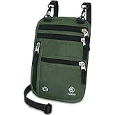 HANOZI Neck Wallet – Travel Pouch and RFID Blocking Passport Holder for Women and Men, Slim Travel Wallet (Army Green)